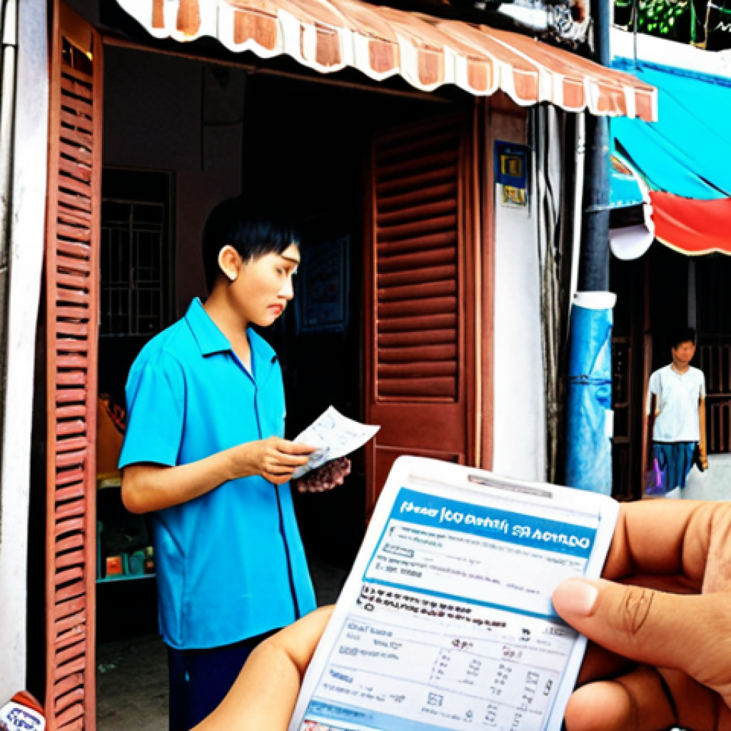**Prompt:** A close-up of a hand signing a legal document, superimposed over a dynamic collage of everyday Vietnamese scenes: a young person receiving keys to a modest rental room in a bustling alley of Ho Chi Minh City, a cashier handing a receipt to a customer at a convenience store, and a smartphone screen displaying "Agree to Terms and Conditions" for a popular mobile app. The overall composition highlights the ubiquitous nature of contracts in Vietnamese daily life, blending trust and implied risk. The atmosphere is warm and realistic, reflecting modern Vietnamese urban settings.