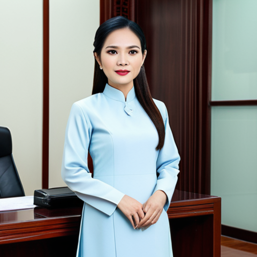 **

"A professional Vietnamese lawyer in a modest Ao Dai, standing confidently in a modern law office in Hanoi, fully clothed, appropriate attire, safe for work, perfect anatomy, natural proportions, professional portrait photography, high quality."

**