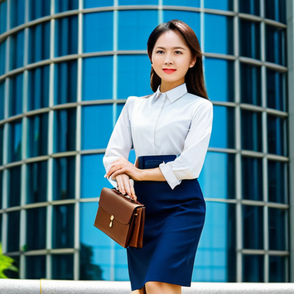 Thriving Businesswoman**

*   A confident Vietnamese businesswoman in a modern áo dài, standing in front of the Bitexco Financial Tower in Ho Chi Minh City, holding a briefcase, professional attire, safe for work, perfect anatomy, natural pose, bright sunny day.

**