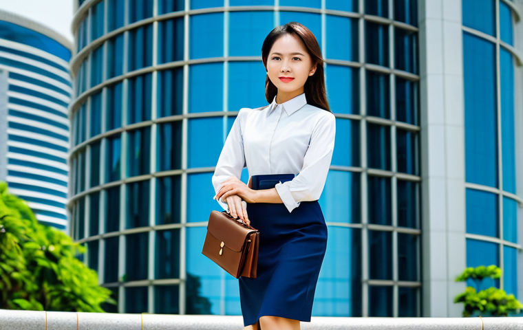 Thriving Businesswoman**

*   A confident Vietnamese businesswoman in a modern áo dài, standing in front of the Bitexco Financial Tower in Ho Chi Minh City, holding a briefcase, professional attire, safe for work, perfect anatomy, natural pose, bright sunny day.

**