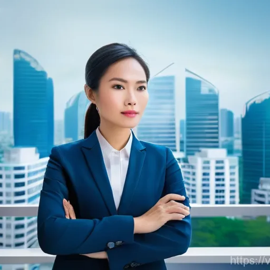 법률자문가의 법적 대응 전략 - **A determined Vietnamese entrepreneur navigating a dynamic legal landscape.** The image depicts a p...