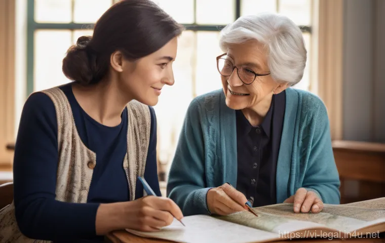 법률 자문가의 업무 실적 분석 - A serene and trustworthy elderly woman with a kind smile, dressed in a tasteful, modest blouse and c...
