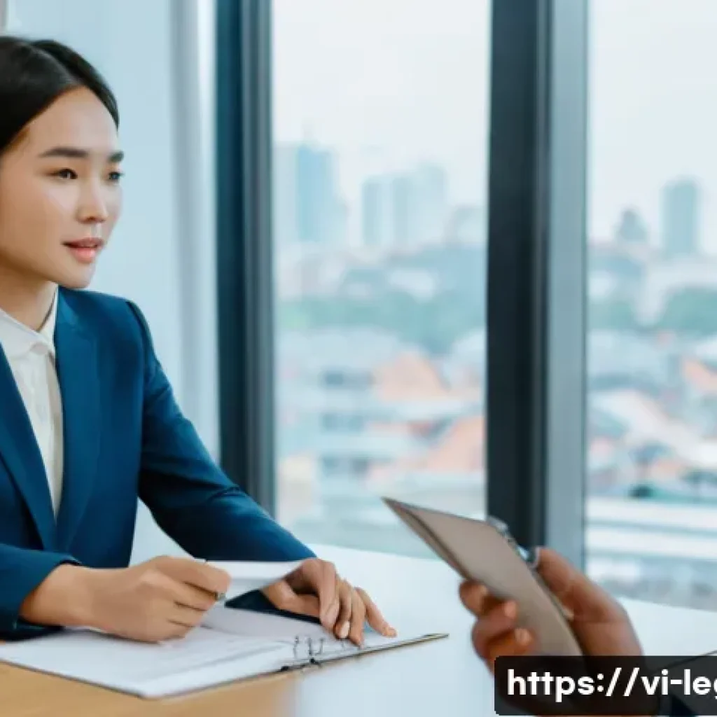 법률 자문가의 실무적 접근법 - **Prompt 1: Understanding and Professional Guidance**
    "A candid, medium shot of a young Vietname...