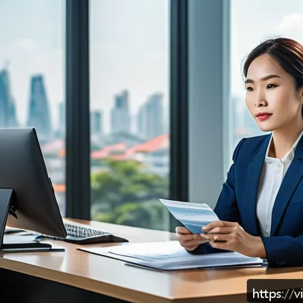 법률 자문가의 직무 역량 강화 - A professional Vietnamese lawyer in a modern office setting, deeply focused on analyzing legal docum...