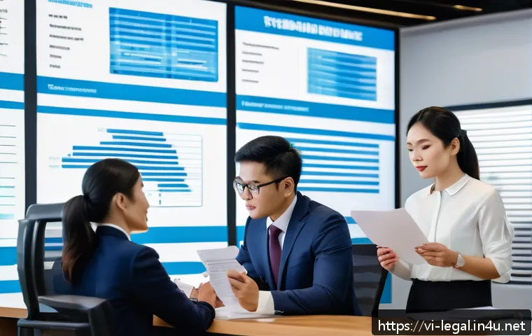법률 자문가의 사건 대응 전략 - A professional Vietnamese legal advisor consulting with a business owner in a modern office setting,...
